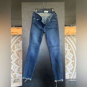 Paige jeans size 27 dark blue ankle with frayed hem